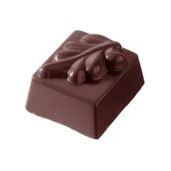 Praliné carré avec motif feuille